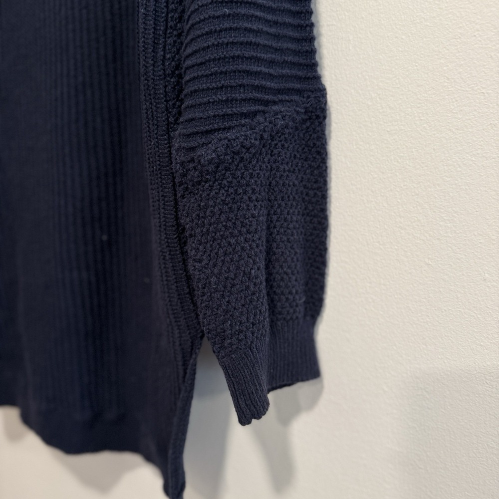 Soft Surroundings Sweater Navy Blue Knit Mock Neck Asymmetrical Patchwork M Edgy - Picture 14 of 15